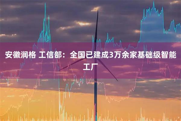 安徽润格 工信部：全国已建成3万余家基础级智能工厂